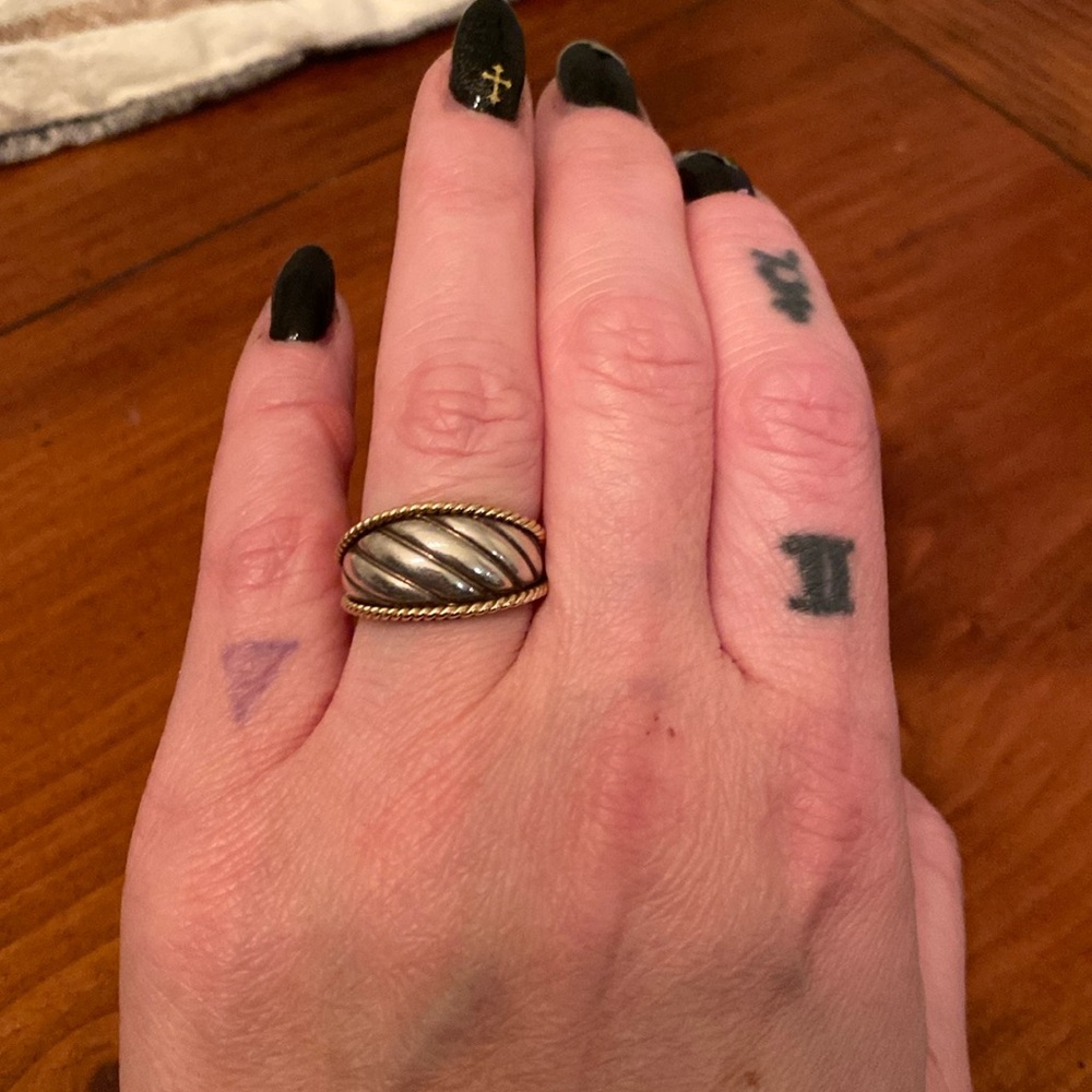 💖Midcentury Precious Precious 14k Solid Gold & Sterling Silver Shrimp Ring 💍